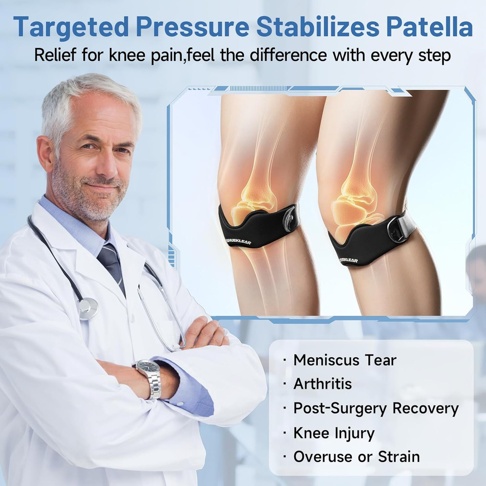 MANUEKLEAR V-Shaped Patella Bands, Adjustable Flex Wrap Patellar Tendon Support