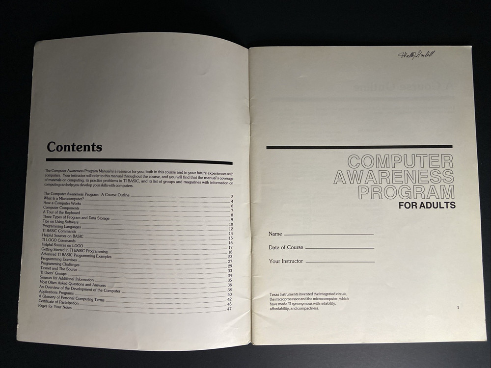 Texas Instruments Computer Awareness Program for Adults Ti99/4a