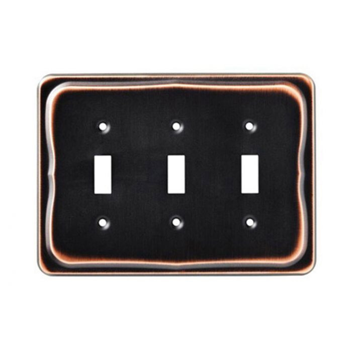 Triple Switch Tenley Wall Plate Bronze with Copper Highlights