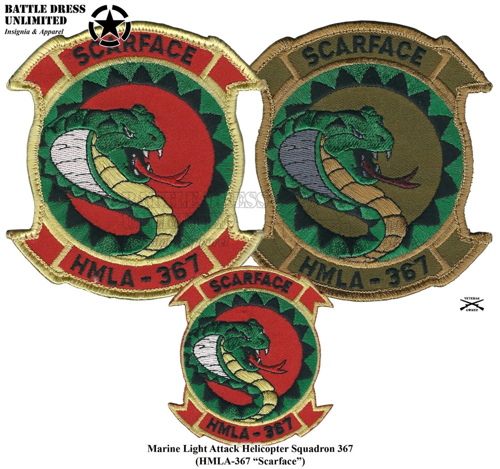 Light Attack Helicopter Squadron 367 Patch (HMLA-367 "Scarface" USMC Marines)