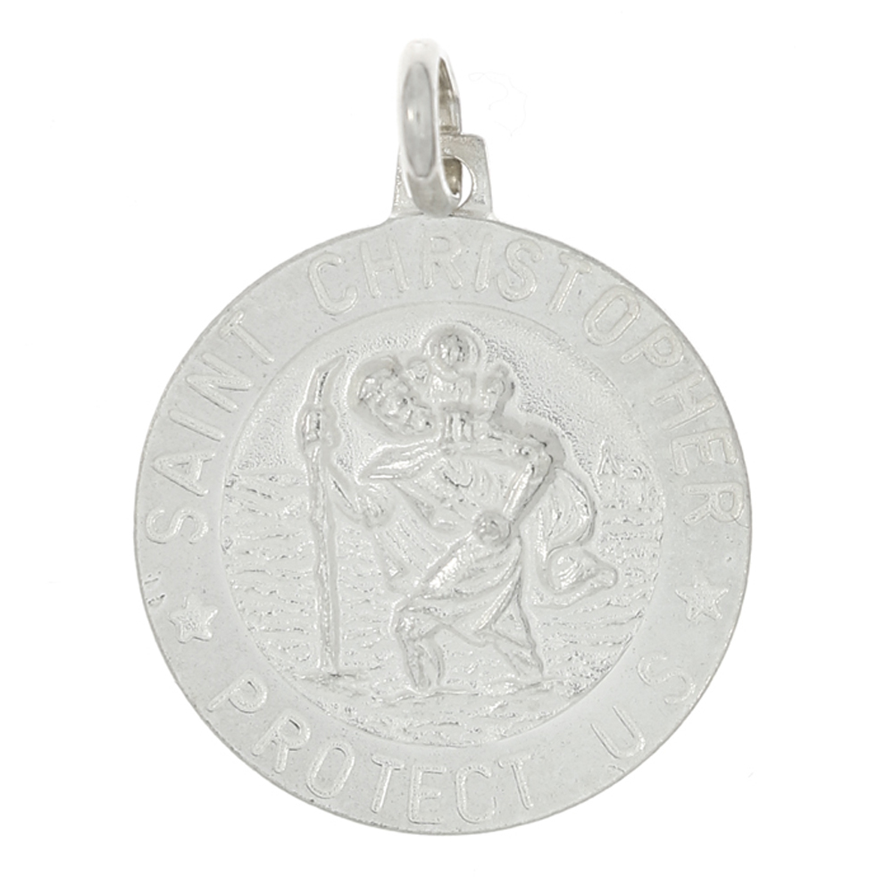 Sterling Silver Saint Christopher Medallion Charm Pendant