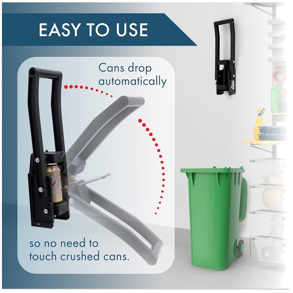 Heavy Duty Wall Mounted Can Crusher - Black