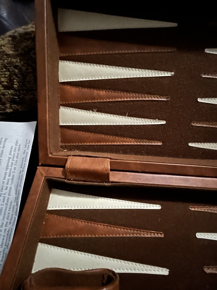 Vintage Smaller Backgammon Set 8” x 11” complete.