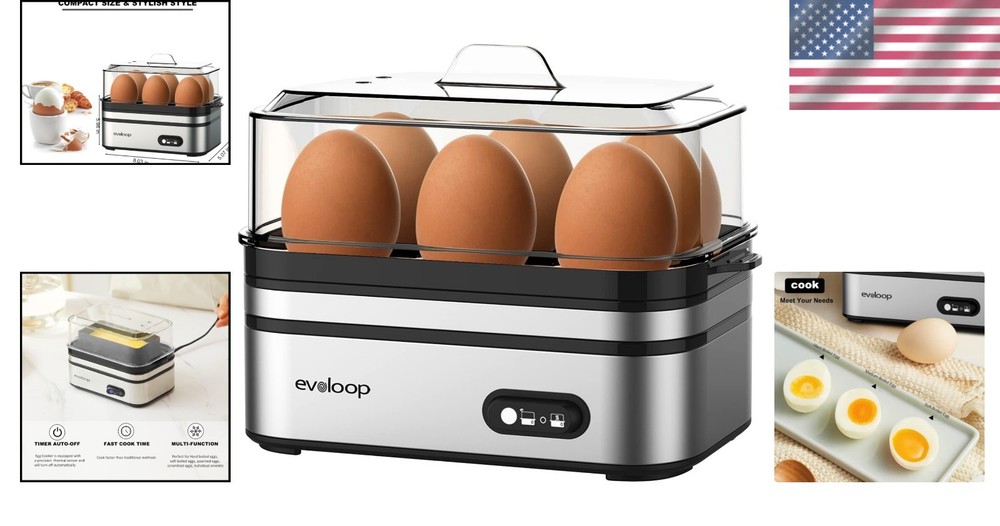 Multi-Functional Egg Poacher with 6 Egg Capacity and Compact Storage Design
