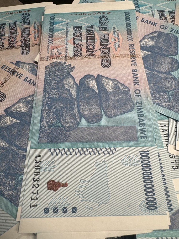 🔥 Zimbabwe 100 Trillion Dollar Note 💵 Authentic 2008- UV Light Passed! 🌍