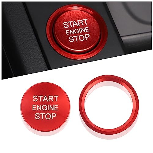 Car Push Start Button Cover Compatible with Audi,Aluminum Engine Start Stop Red
