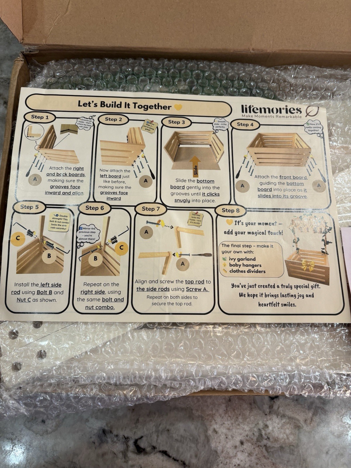 Kit Wooden Baby Shower Crate Closet Gift with Hangers, Large