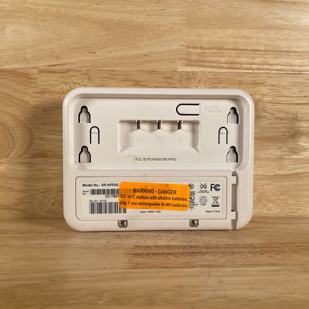 SerComm SR-KPD02 White 12VDC 0.5A Digital Security Alarm Keypad Control System