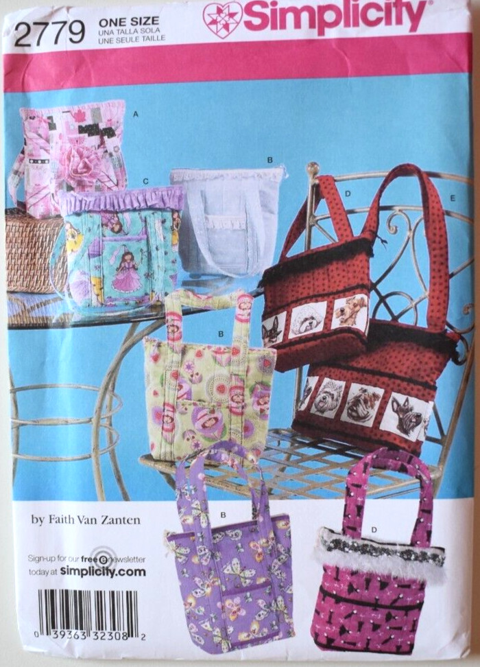 SIMPLICITY CRAFT PATTERN 2779   GIRL  BAGS  UNCUT   FF