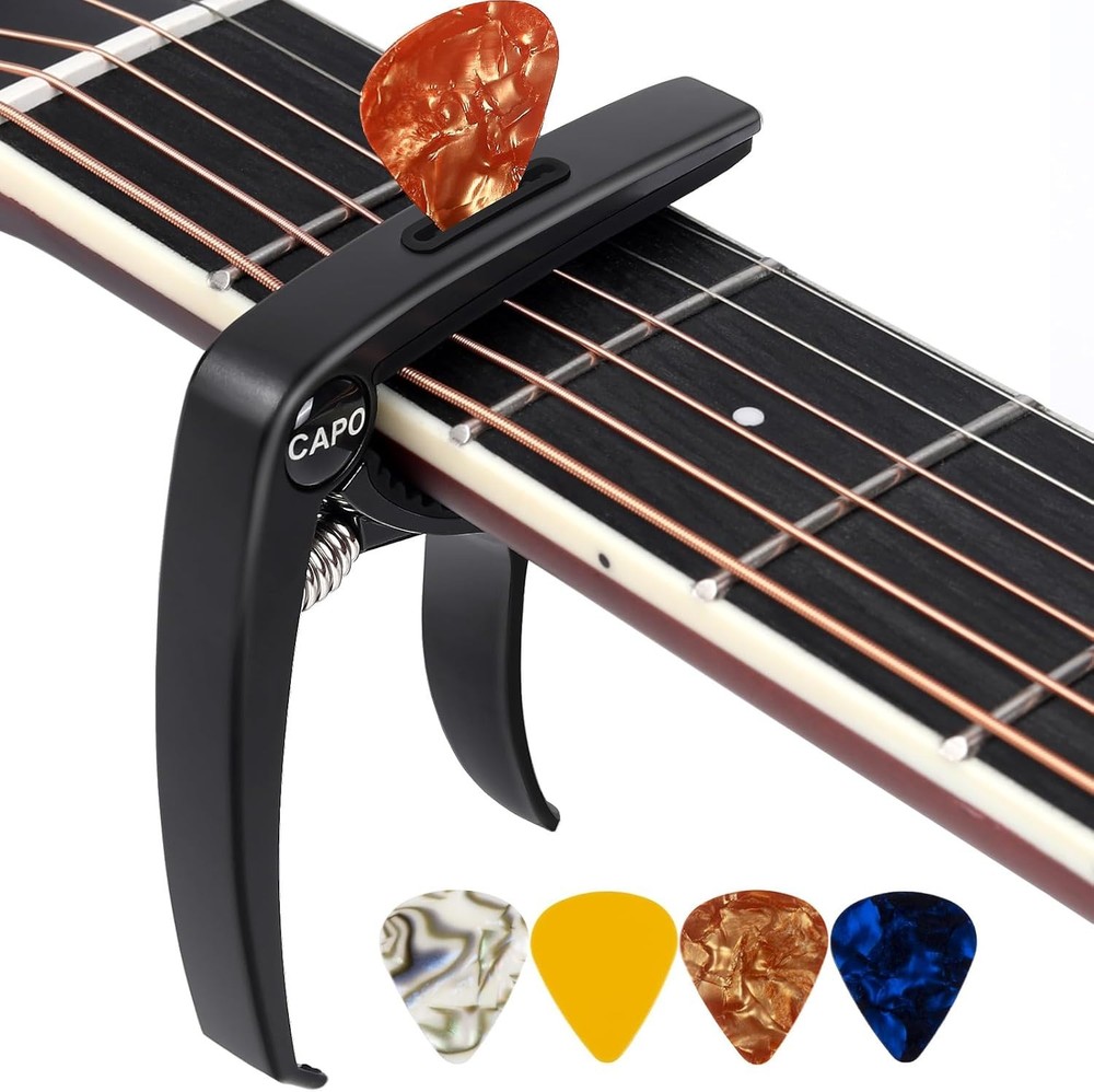 Universal 6-String Guitar Capo & Picks for Acoustic/Electric Performance
