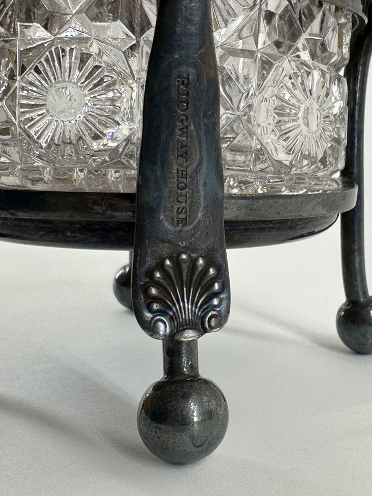 Glass Pickle Relish Sugar Fork Silver Castor Reed Barton Daisy Button EAPG