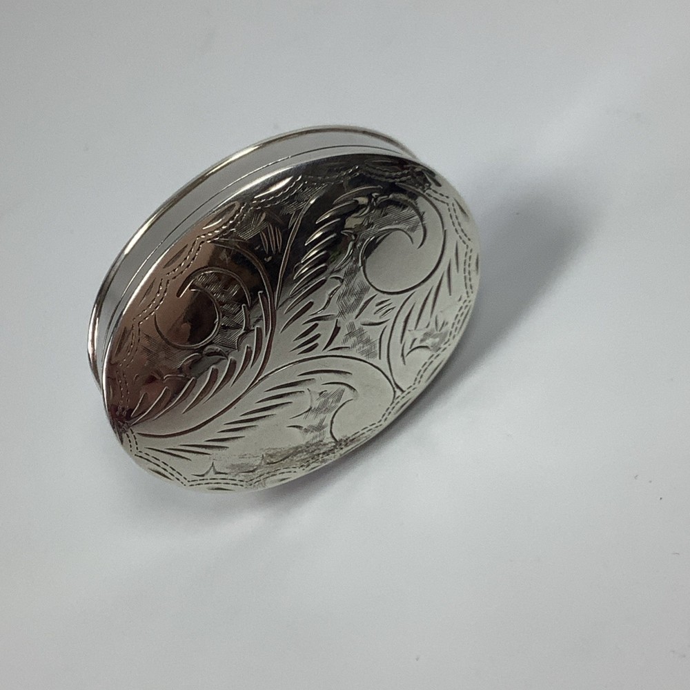 Solid Silver Pill Pot Hinged Lidded Box 22g Hallmarked Sheffield 1996