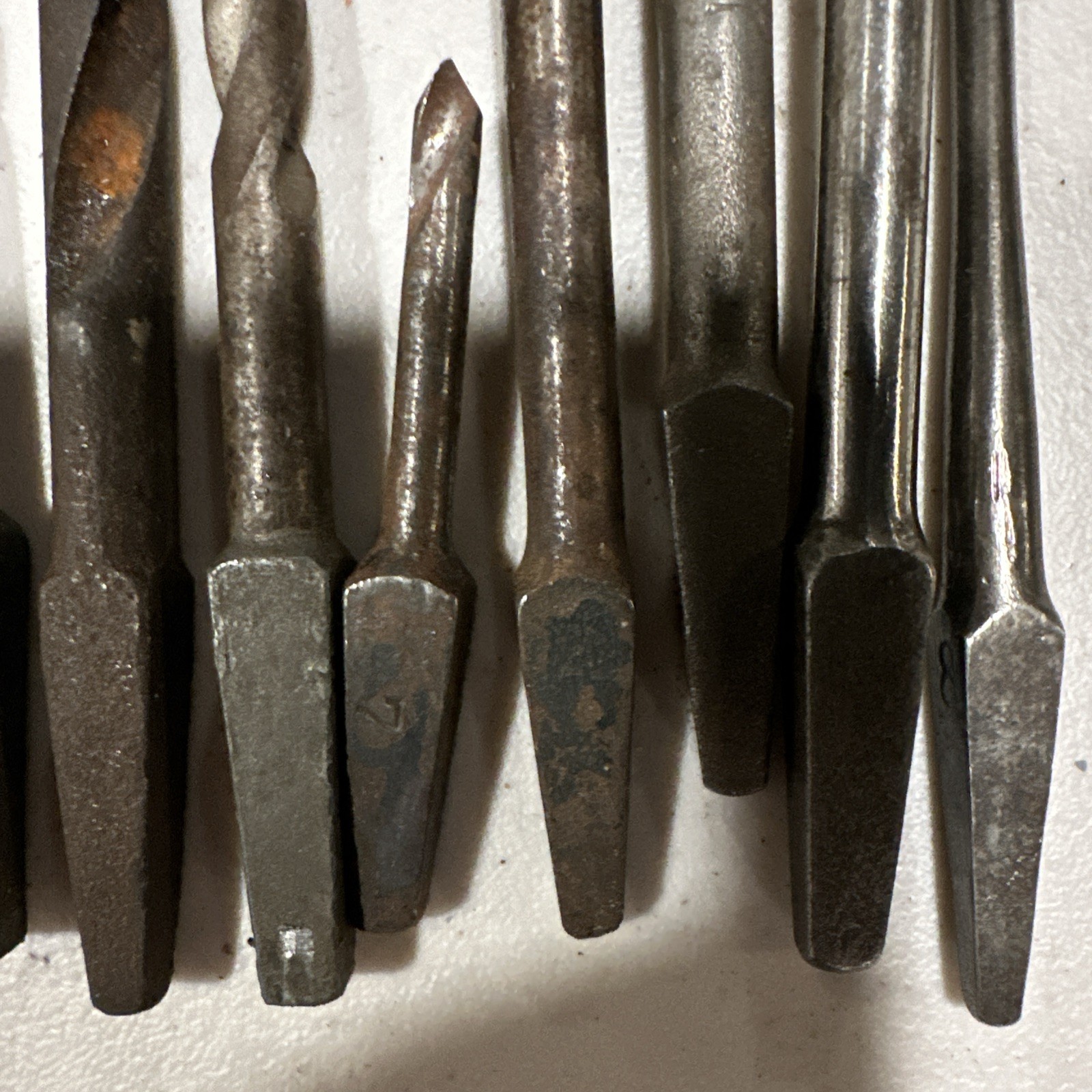 Lot of 11 Mixed Auger Brace Drill Bits & Drivers Flatheads Countersink Twist