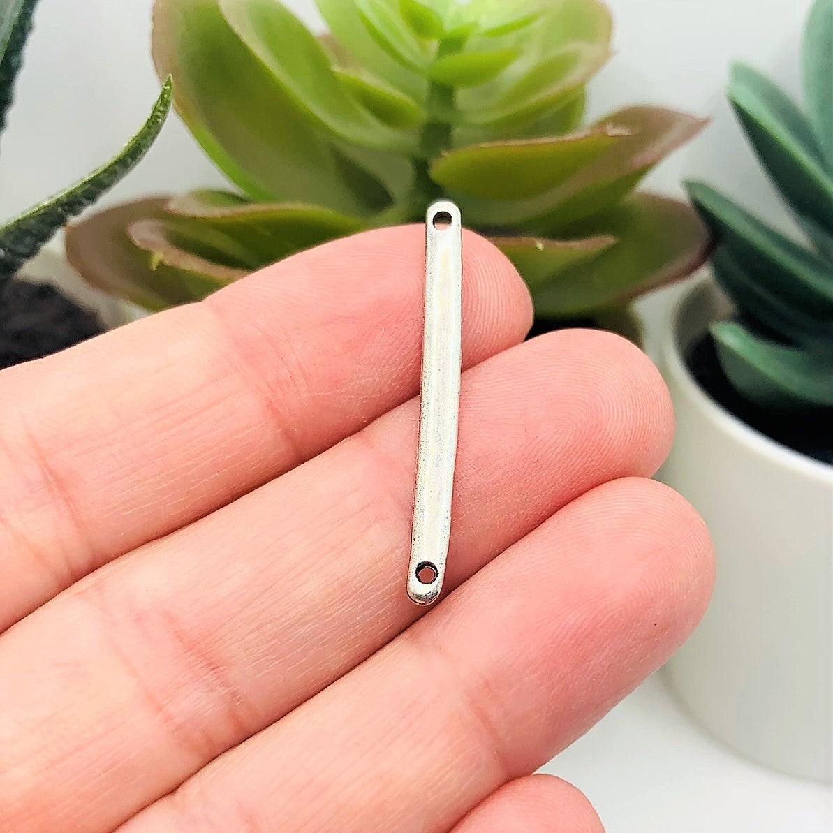 Antique Silver Minimalist Bar Connectors, 3x33mm - US Seller