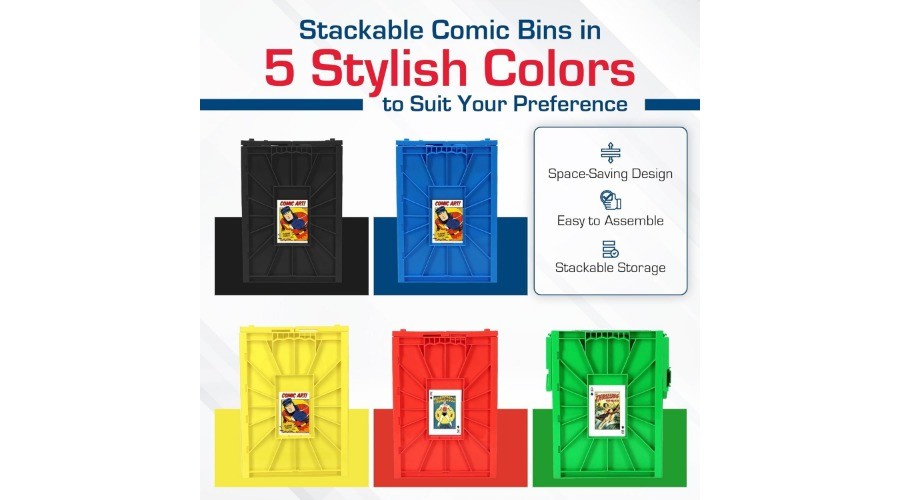 Short Comic Book Case | Holds 150 Comics | Stackable Plastic Organiser |