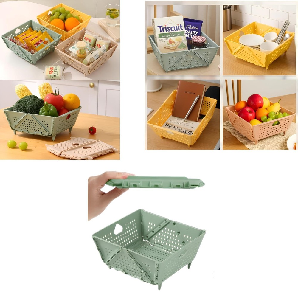 Thickened Collapsible multifunctional Colander for Kitchen, Wash Foldable Sto...