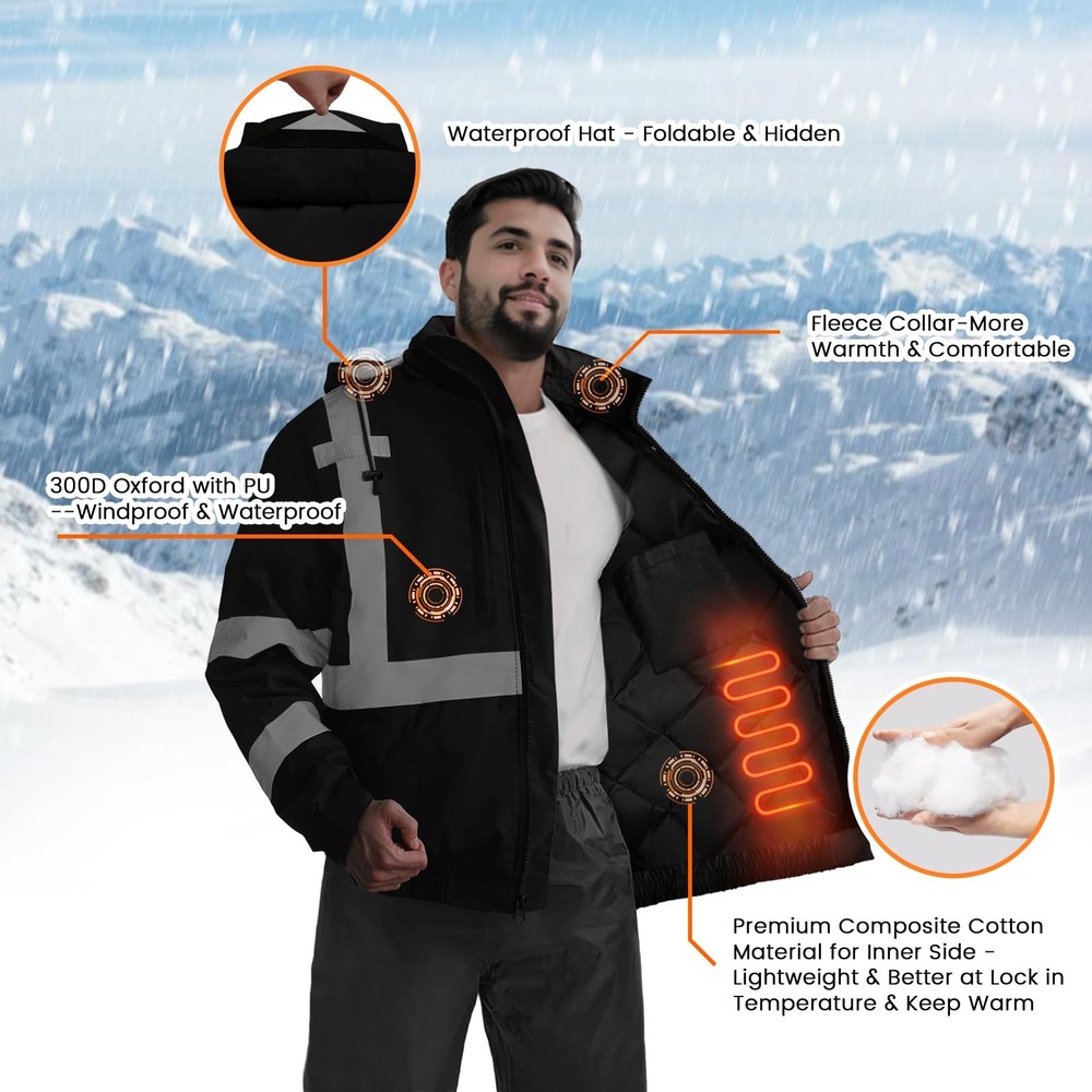 Safety Jacket for Men & , Hi Vis Reflective Jackets with Pockets, Constructio...