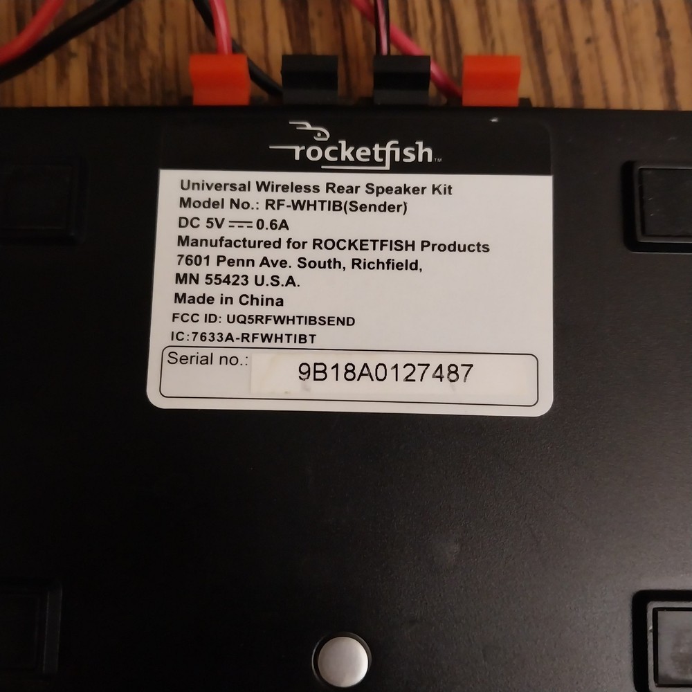RocketFish RF-WHTIB-A Wireless Rear Speaker Kit - Receiver Only UNTESTED