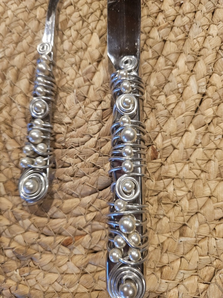 CAKE KNIFE AND SERVER SET EMBELLISHED