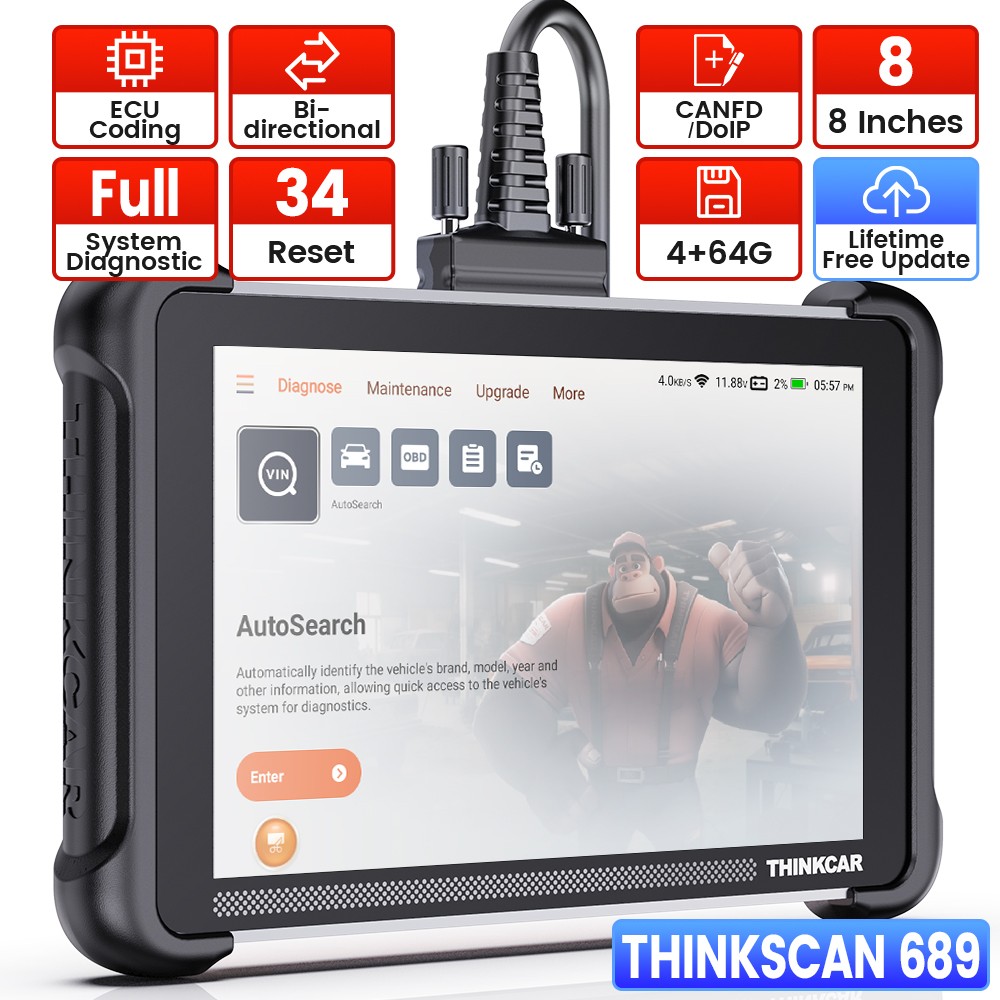 Thinkcar 689 Full Systems CANFD & DOIP Active Test Auto Diagnostic Scanner Tool
