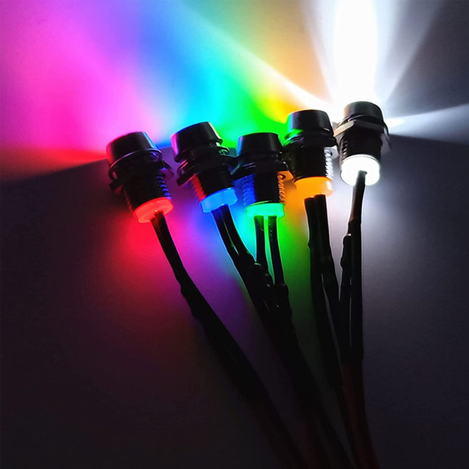 10PCS Car Boat LED Indicator Light 12V 8mm Pilot Dash Panel Warning Single Lamps