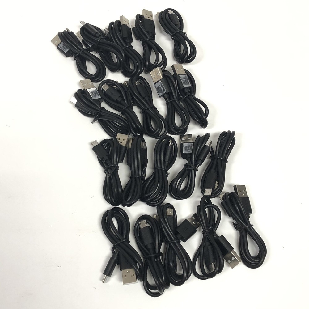 20 Count USB-A to USB-Micro B 2.0 2FT Charge Cable Only Black New