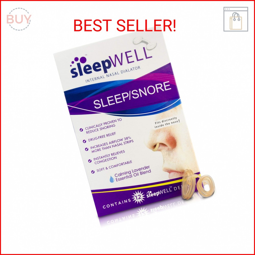 sleepWELL Snoring Solution, Internal Nasal Dilators for Increased Airflow & Easi