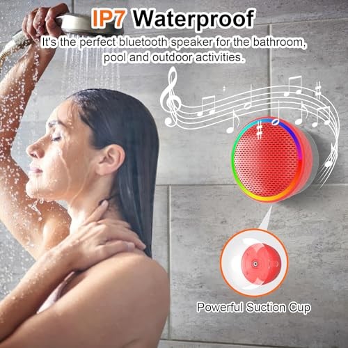 Bluetooth Shower Speaker, Portable Wireless Speaker Suction Cup, Bluetooth Red