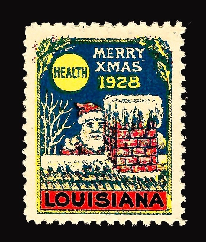1928 Santa on Roof Charity  Stamp - Health Seal from Louisiana