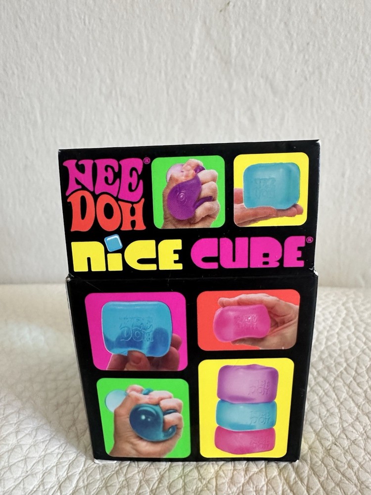 Schylling Nee Doh Nice Cube Super Solid Squish Squeeze Blue Toy