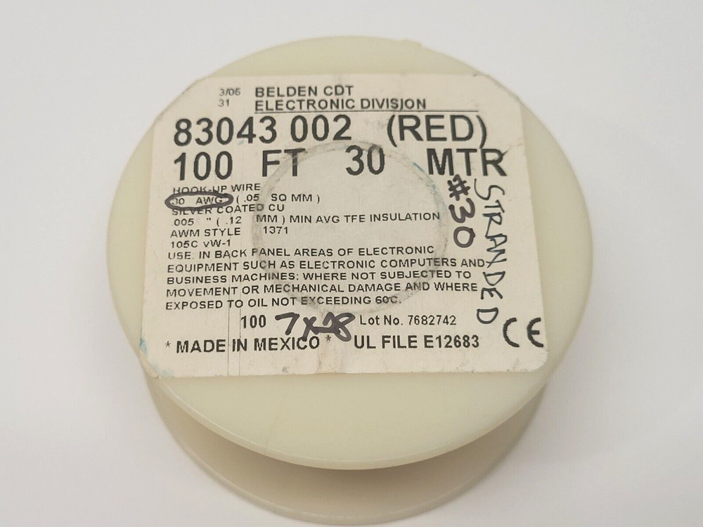 Belden 83043 002100 Hook-Up Wire Red 1.2oz Spool