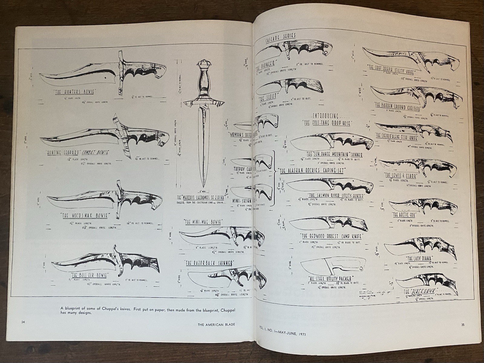 Rod Chappel Handmade Knife Article, American Blade 1973 Ad