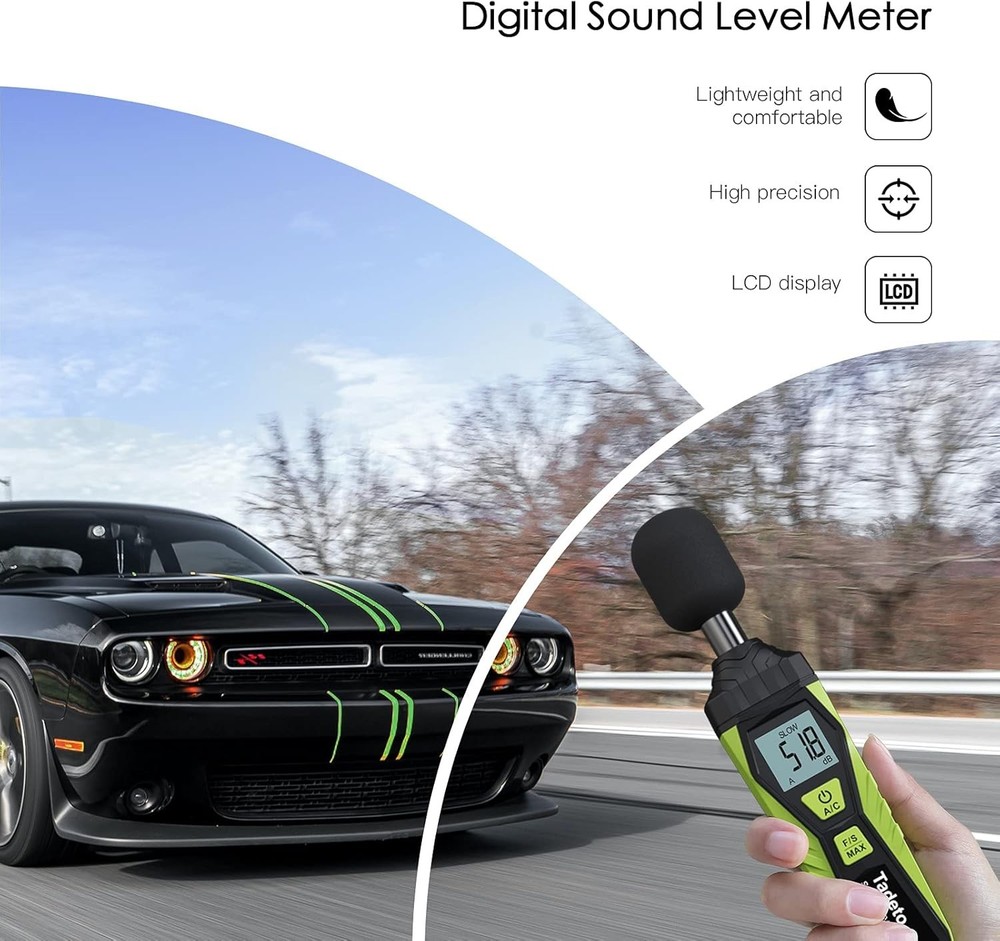 Lightweight Digital Sound Level Meter with Backlit LCD - Accurate & Convenient