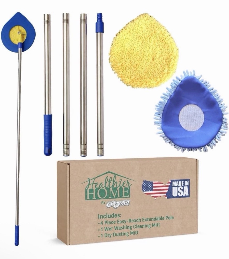 CHOMP Extendable Wall Cleaner & Mop - 5-Minute Ceiling & Baseboard Duster