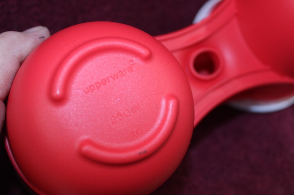 Tupperware Condiment Caddy Red with White Lids