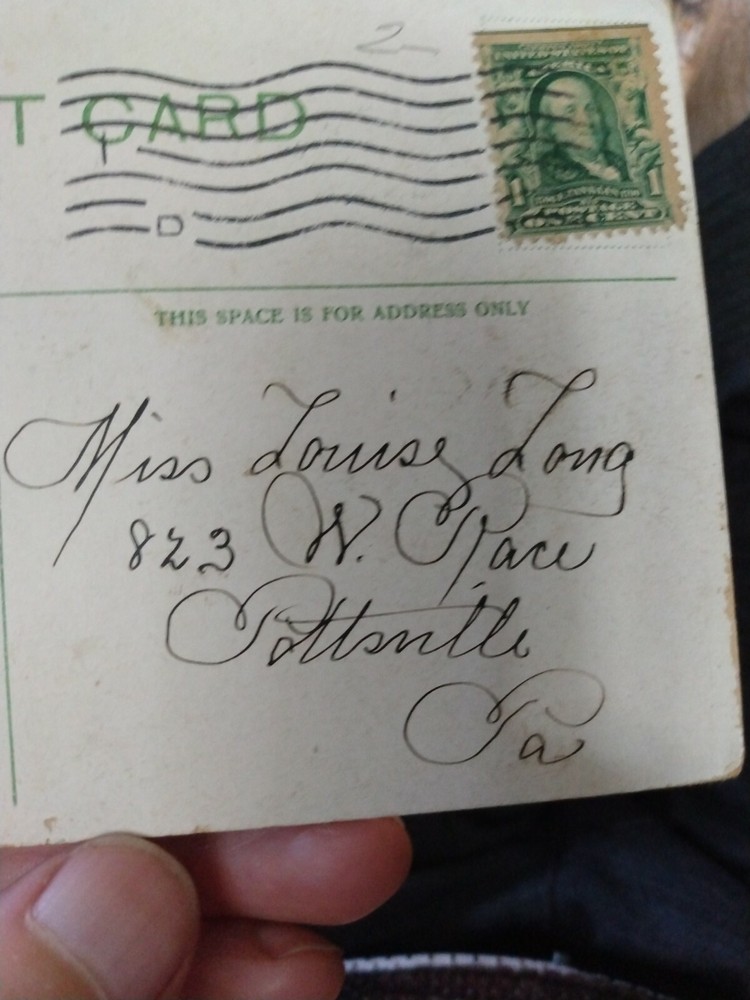 BENJAMIN FRANKLIN 1 Cent Stamp on *RARE* Postcard 1907 Post Marked & Hand Dated!