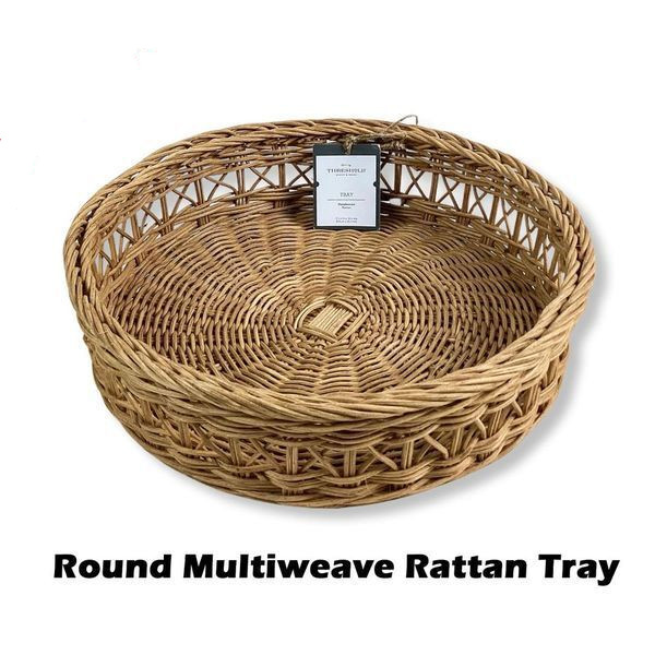 Threshold™ - Round Multi Weave Rattan Tray 191908748023