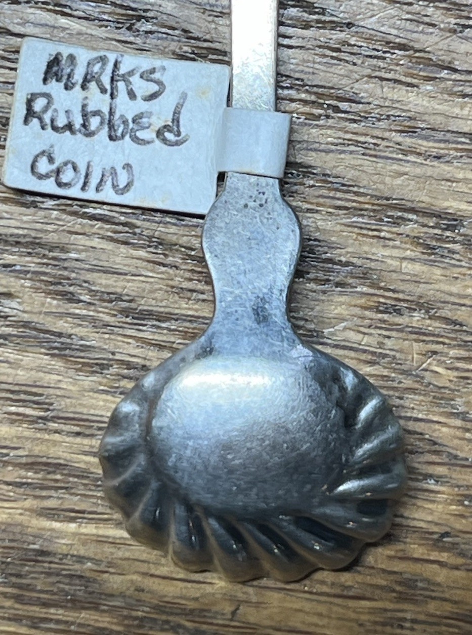 American Coin Silver Shell Bowl Salt Spoon No Monogram Upturned Fiddle