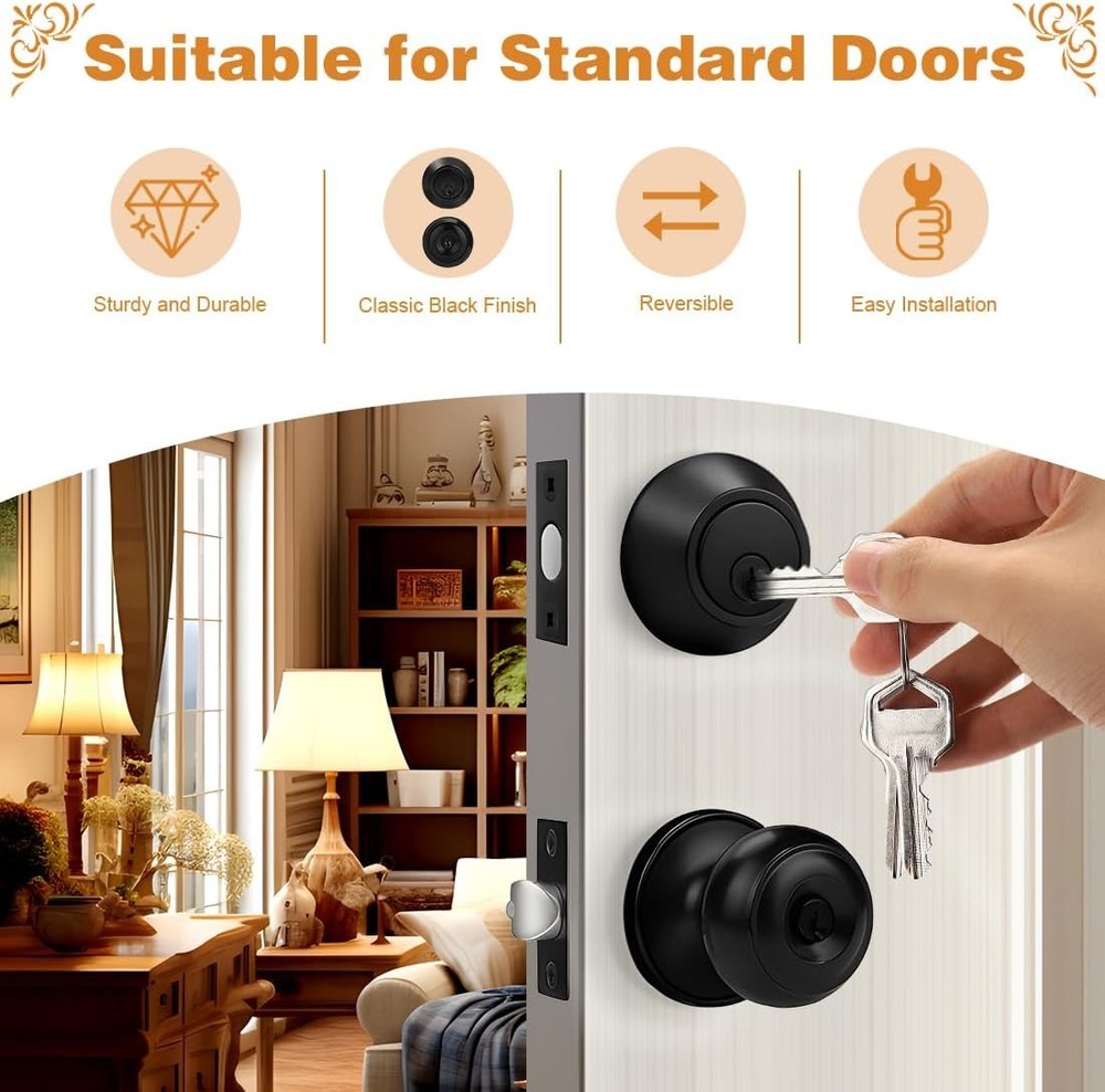 Entry Door Knobs Lock Set & Single Cylinder Deadbolt Combination Set Entry Door