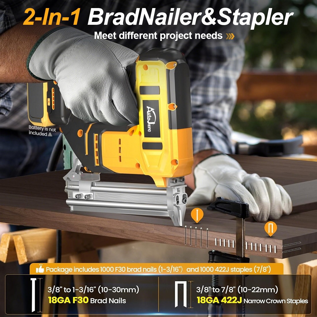 18GA Cordless Brushless Brad Nailer for Dewalt 20V Battery,2 in1 Electric Nail