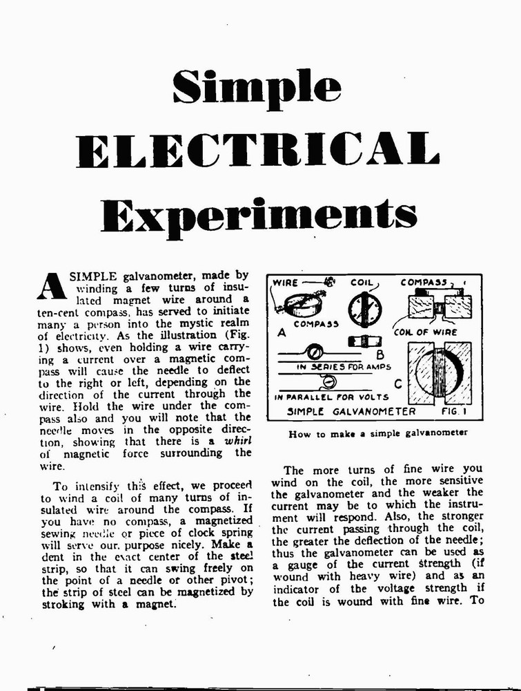 MANUAL FITS SIMPLE ELECTRICAL EXPERIMENTS - Vintage Electricity Gernsback 9