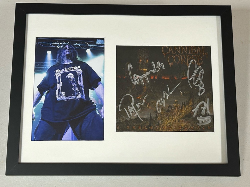 CANNIBAL CORPSE AUTOGRAPHED SIGNED FRAMED MATTED CD COVER WITH JSA COA # CD96017