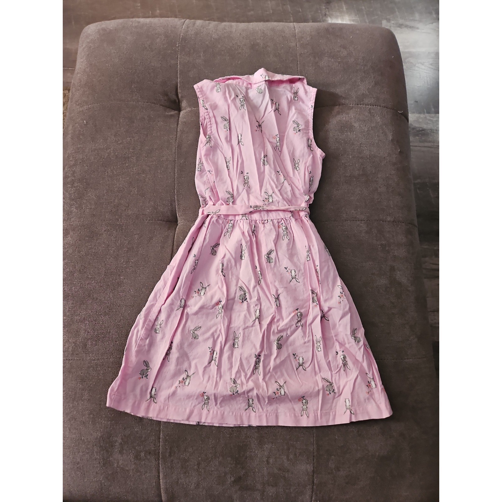 Light Pink Carter's Collared Dress with Grey Bunny Print, Size 6