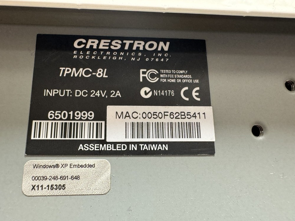 CRESTRON TPMC-8L (WHITE) TOUCH PANEL Working Condition (no Ac Adapter). G-31