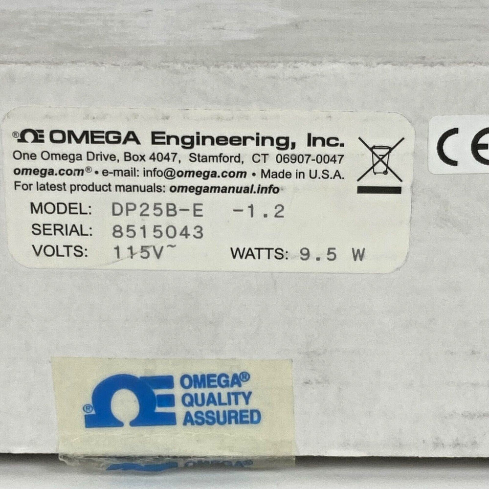 Omega Engineering DP25B-E-1.2 Digital Process Panel Meter 115VAC 4-Digit 1/8 DIN