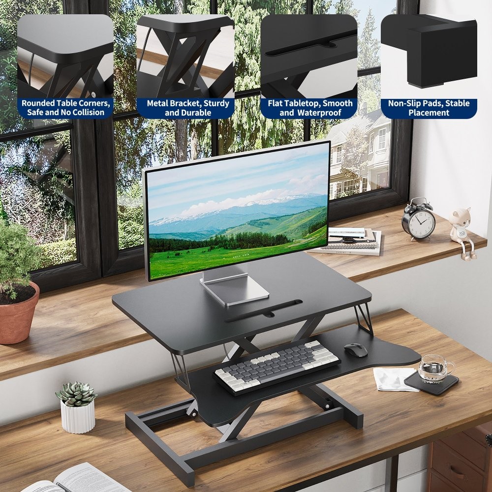Standing Desk Converter Height Adjustable Sit to Stand Up Riser Dual Monitor