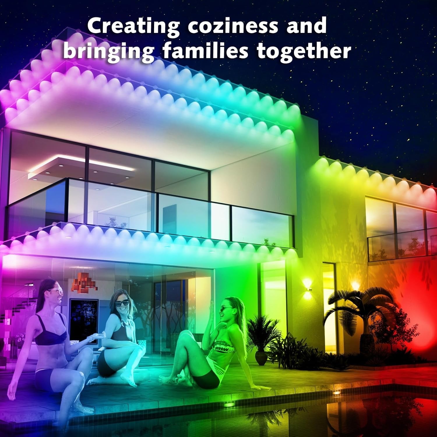 100FT Permanent Outdoor RGB Lights,Waterproof Smart LED Eaves Lights