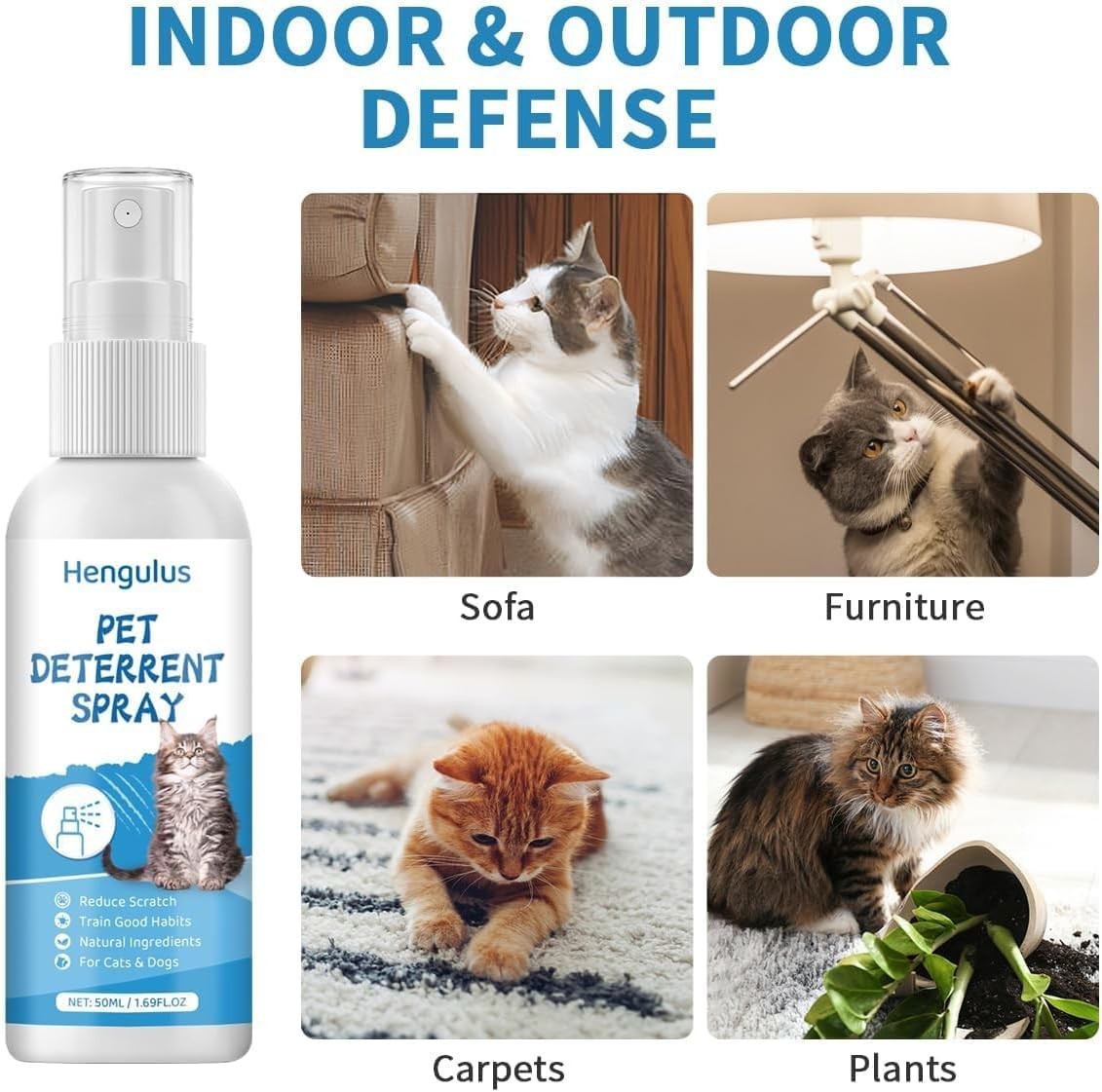 Cat Deterrent Spray, Natural Ingredients, Premium Cat Spray Deterrent for Cat