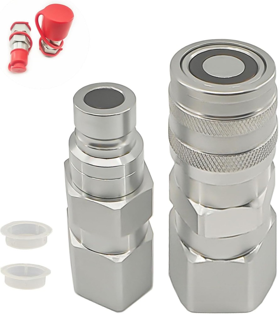 5/8" SAE Flat Face Hydraulic Quick Connect Coupler Set for Skid Steer Loader