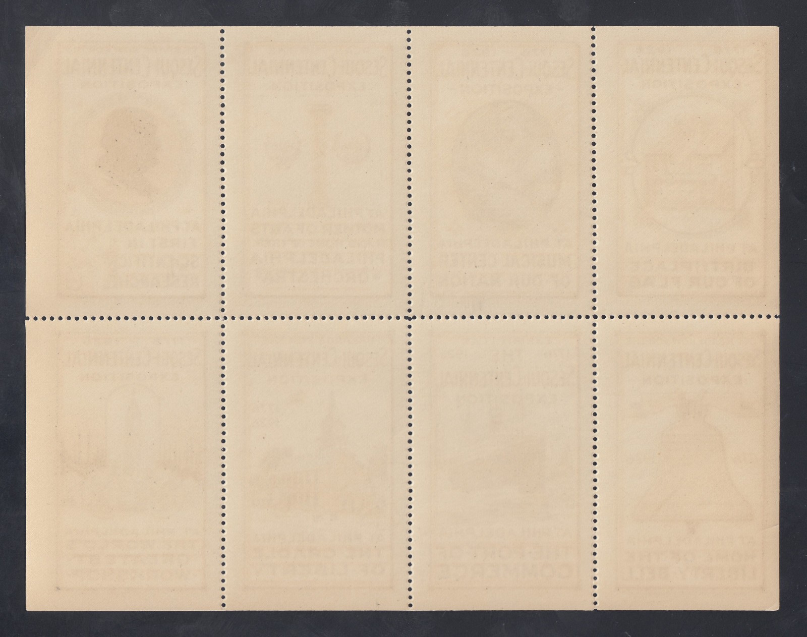 1926 Philadelphia Expo Complete Stamp Sheet of 8 MNH